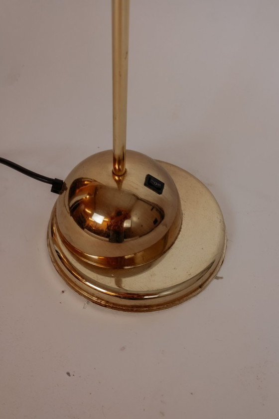 Image 1 of Vintage glanzende messing vloerlamp met buigbare armatuur