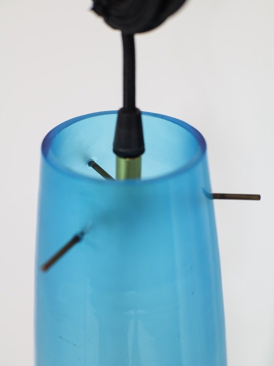 Image 1 of Murano glass pendant lamp blue Alessandro Pianon 1960s