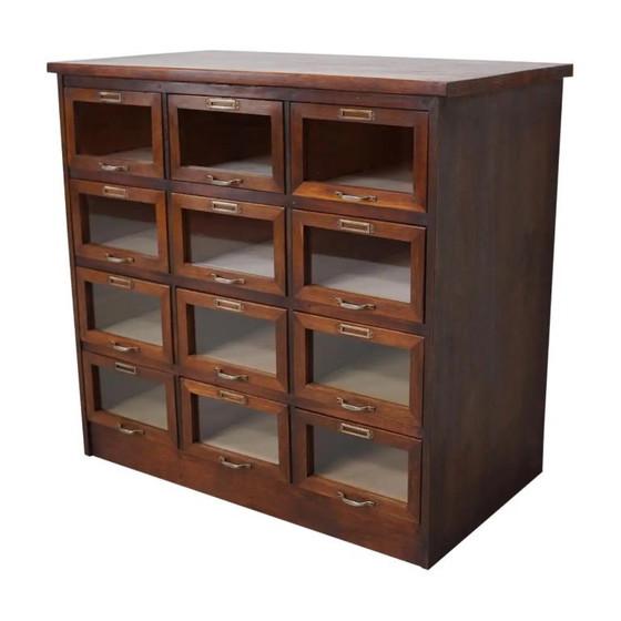 Image 1 of Armoire de mercerie/vitrine vintage en chêne hollandais, années 1950