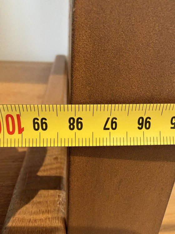 Image 1 of Oak with steel uprights cheese cabinet brutalist bookcase