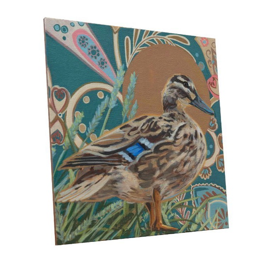 Image 1 of Anatra, acrilico su cartone telato, 20x20 cm, Sandra Kolondam
