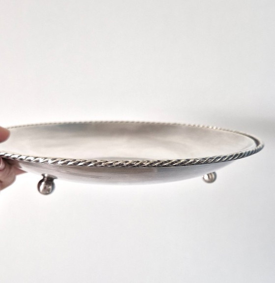 Image 1 of Silver-plated small dish on three ball feet