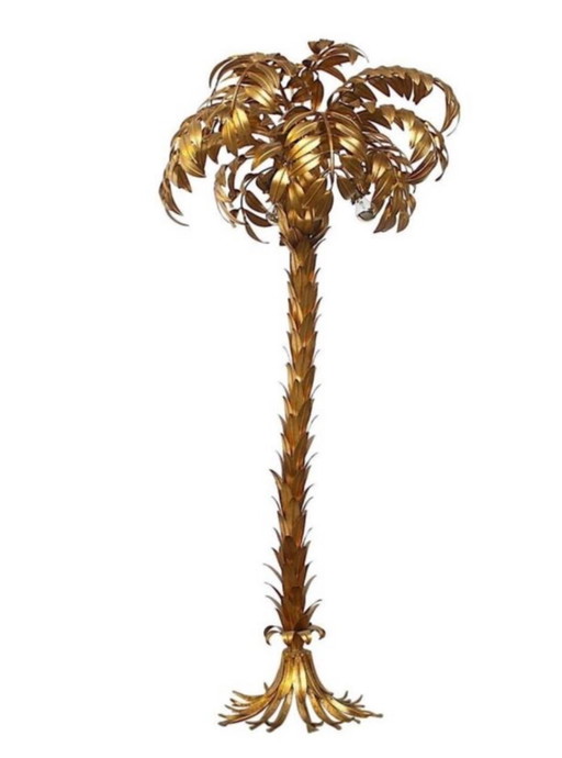 Lampada da terra a forma di palma in metallo dorato di Hans Kögl