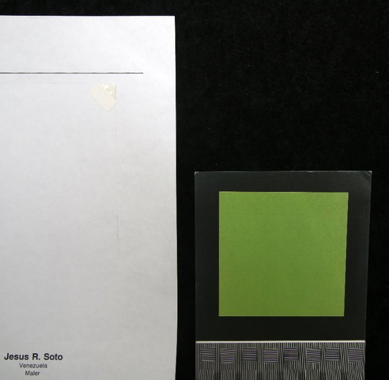 Image 1 of Soto, Jesus - Kaart voor het schilderij "Groen en gestreept", 1993 - met de hand gesigneerd