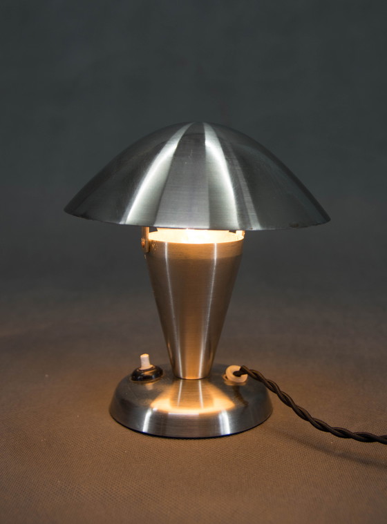 Image 1 of Bauhaus Nickel "Pilz" Tischlampe, Tschechoslowakei, 1930S