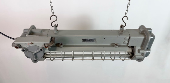 Image 1 of Grijze industriële hanglamp met buisconstructie van Elektrosvit, jaren 70.