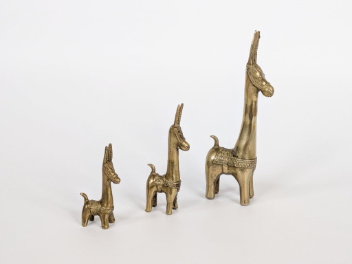 Trio vintage de figurines de lamas ou d'ânes en laiton massif, années 1970 – decoratieve objecten, Brass (photo 2 of 20)