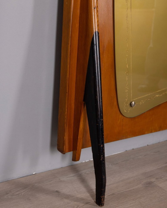 Image 1 of Appendiabiti da parete vintage anni 50 in legno e vetro decorato design Italiano