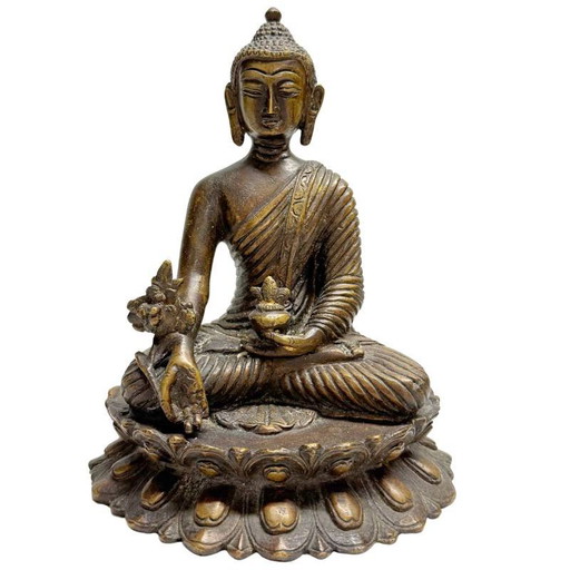 Antique Bronze Sino-Tibetan Buddha Statue on Lotus Throne