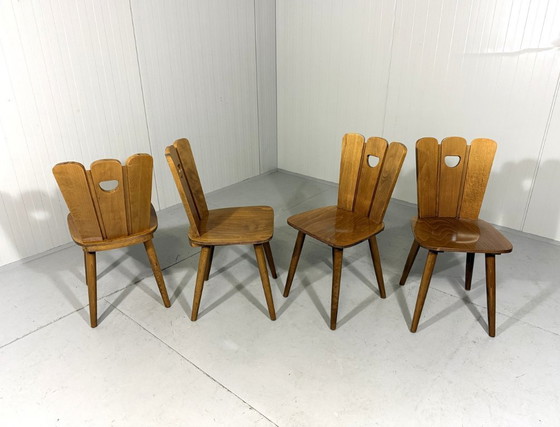 Image 1 of Set of 4 Brutalist farmhouse dining chairs 1950s