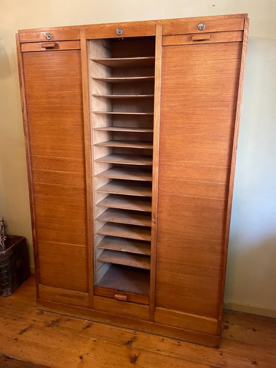 Roller Shutter Archive Music Cabinet, 3-Panel, 50s French – Storage cabinet, Wood (photo 10 of 20)