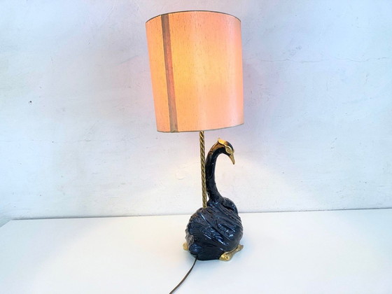 Image 1 of Lámpara de mesa de cerámica esculpida con forma de cisne de Ceramiche Zanotto, Bassano.