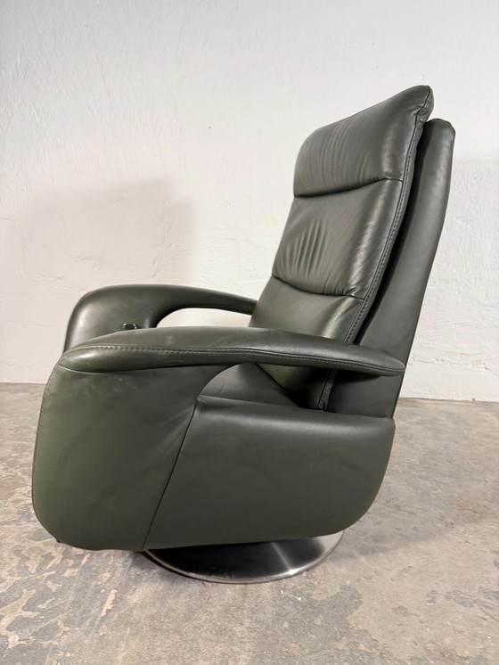 Image 1 of Leather recliner swivel easy chair 