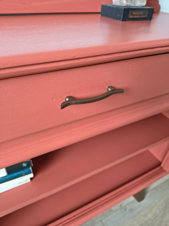 Mid-Century Bücherregal / Sideboard in Korallenrosa – Wood (photo 5 of 7)