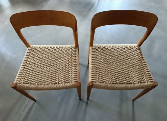 Image 1 of Ensemble de 2 chaises de salle à manger Niels Otto Moller / Møller modèle 75, années 1950