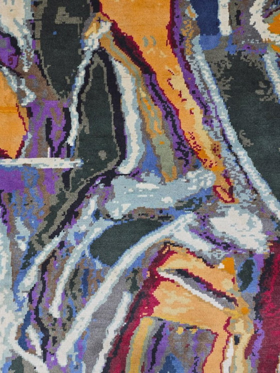 Handgeknüpfter Wollteppich – Inspiriert von der abstrakten Kunst von André Lanskoy, violette Steine, 300 x (photo 9 of 9)