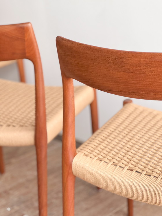 Image 1 of Mid-Century Danish Teak Dining Chairs # 77 by Niels O. Møller, J. L. Moller, Set of 6