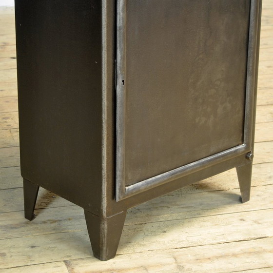 Polished iron medical cabinet, 1950s, kovona, Display cabinets, Metal, Glass, Black, Vintage (photo 8 of 13)