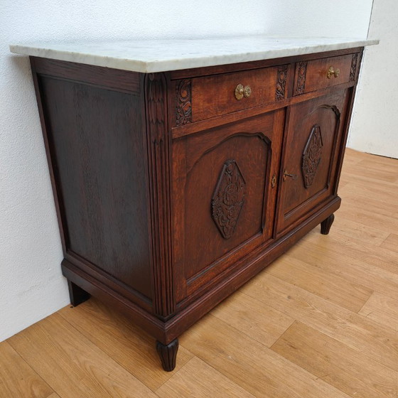 Image 1 of Antike Kommode, Anrichte, Schrank, Waschtisch mit Marmorplatte 302