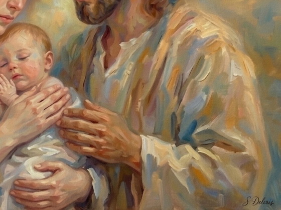 Jésus Marie Et Joseph "La Oración De Jesús" (80x60 Cm) – Pinturas y dibujos, Aluminium, Wood (photo 4 of 5)
