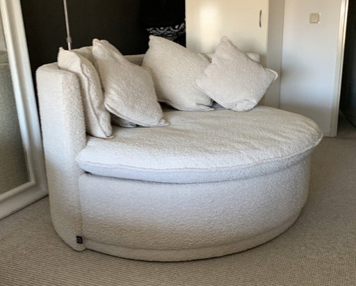 HomeStock ronde fauteuil bouclé off white 