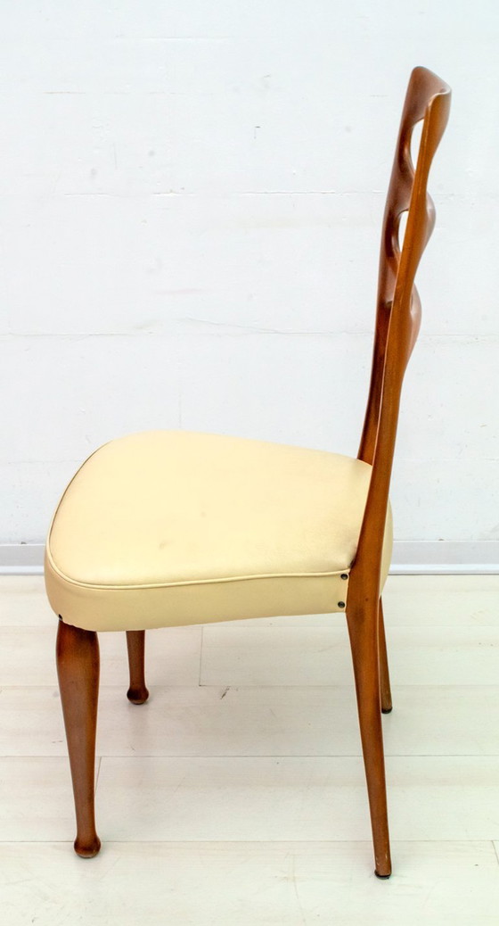 Image 1 of Sechs Vittorio Dassi Mid-Century Modern Italienische Mahagoni-Esszimmerstühle, 1950er Jahre