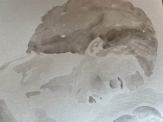 Image 1 of Aquarell Sepia Porträt Frau "Die Denkerin"