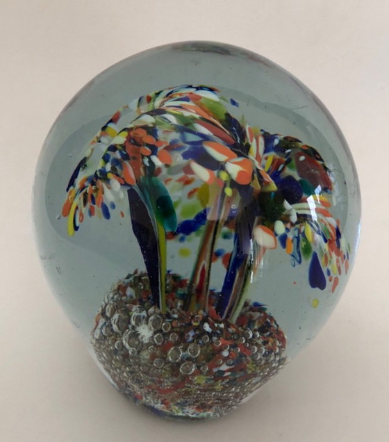 Vintage Artistic Blown Glass Paperweight Palm Confetti, Decorative Objects, Multi Color (photo 2 of 5)