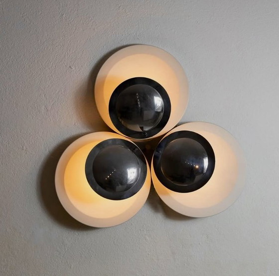 Image 1 of Set of two vintage space age sconces with chrome discs