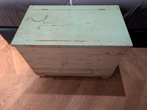 Image 1 of Houten kist vintage wit / groen