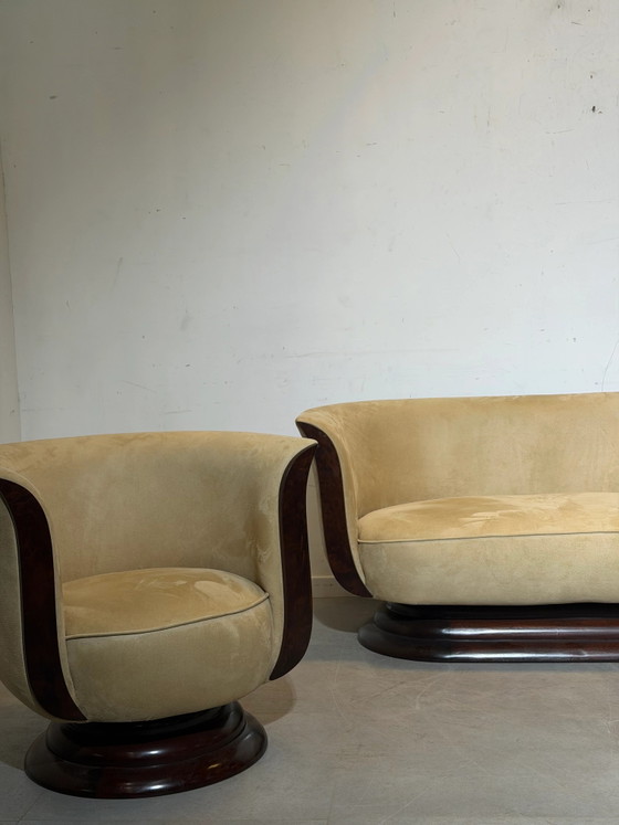 Conjunto de sofás Tulip de estilo Art Déco – 2 sillones y sofá de dos plazas – Hotel Le Malandre (photo 2 of 10)