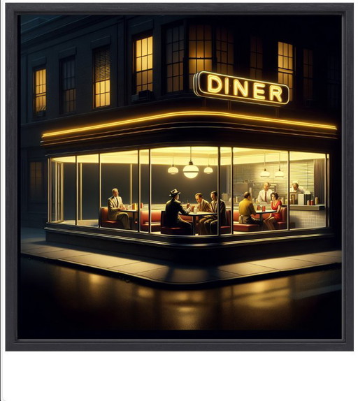 Edward Hopper----Dimmlight Dinner   ----Zeer Groot!!!