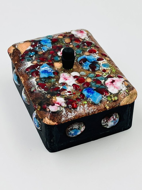 Image 1 of Vintage Enamel on Copper Box Capo Esmaltes Spain 1970