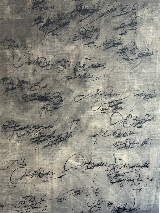 Robert Detheux - Gigantesques peinture - Calligraphie - collage - 1980