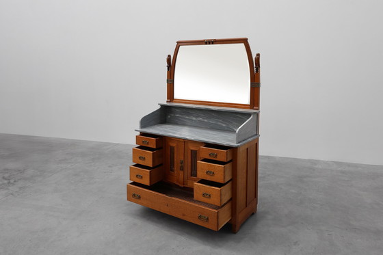 Image 1 of Art Nouveau bedroom set attr. to De Coene with artwork by Geo Verbanck, Belgium ca. 1905