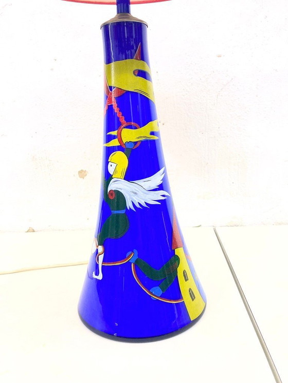 Image 1 of Lampada da tavolo in vetro dipinto di design Eisch anni '80-'90, firmata