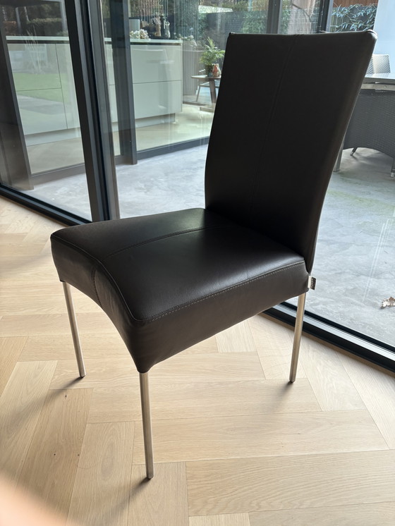 Image 1 of 4 sedie da pranzo in pelle marrone di design Framati