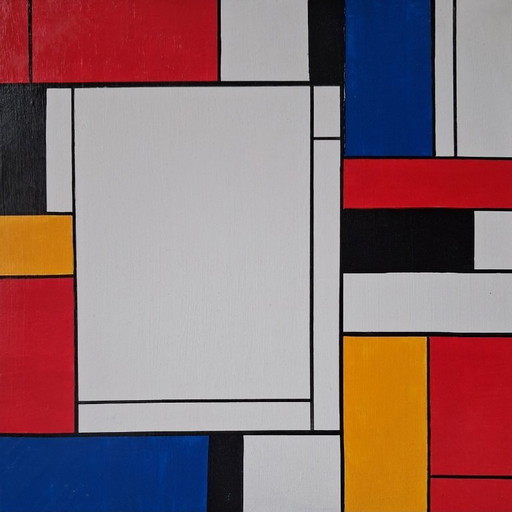 Abstract schilderij in de stijl van Mondriaan – schilderijen tekeningen, Cotton