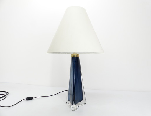 Lampe Scandinave En Verre Bleu Carl Fagerlund Pour Orrefors 1960