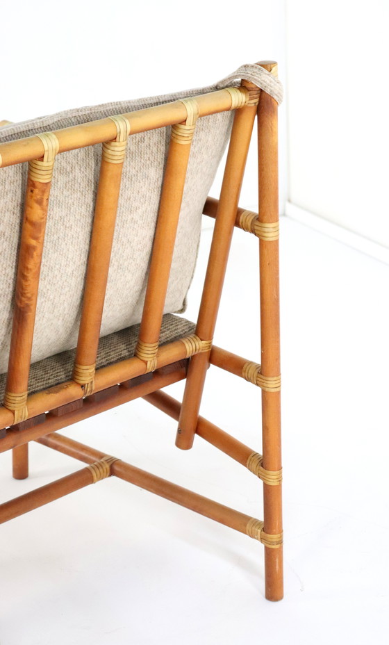 Image 1 of Set Of 4 Safari Bamboo Chairs + Table 'Geleen' Vintage