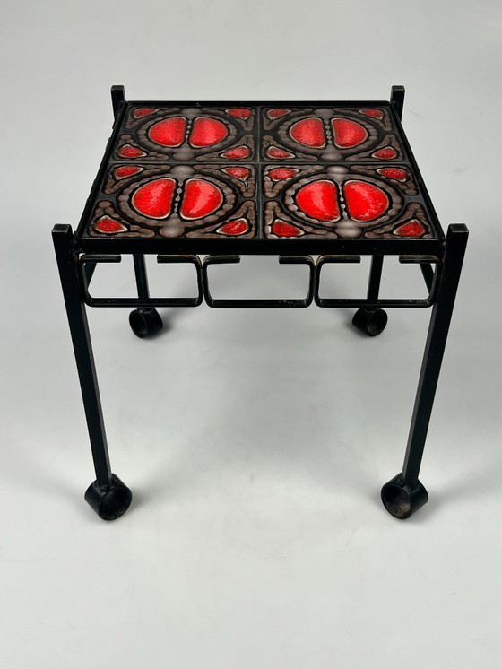 Image 1 of Vintage Table, Brutalism, Cast Iron And Ceramic, 1960's
