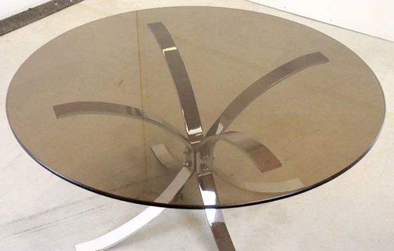 Image 1 of Tavolino vintage cromato con piano in vetro fumé 'Ostrau