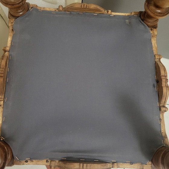 Image 1 of 2 pouf, sgabelli in stile Luigi XVI, in legno e pelle scamosciata