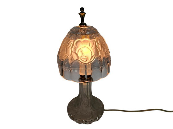 Image 1 of Vintage - crystal - cut glass - floral motif - table lamp - 90s
