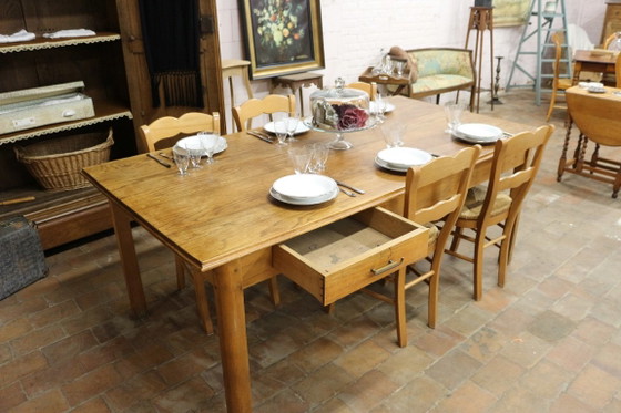 Antique Country Dining Table – Wood, Brass (photo 8 of 8)