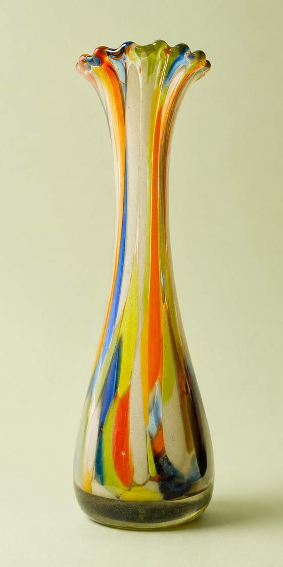 Große Mid-Century Kunstglasvase im Murano-Stil 60/70ziger – Vasen (photo 9 of 11)