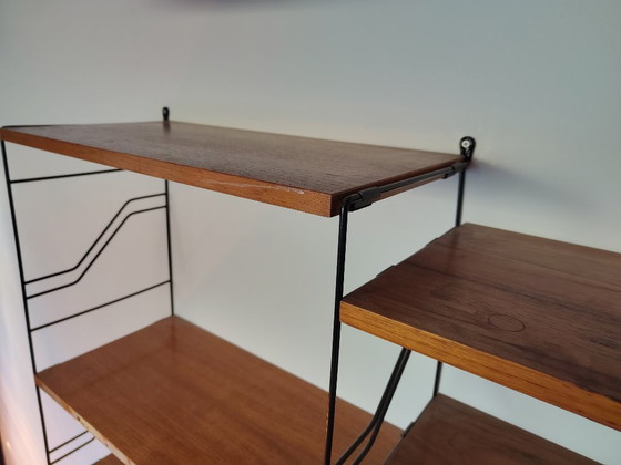 Image 1 of Système mural modulaire vintage en métal et bois de teck