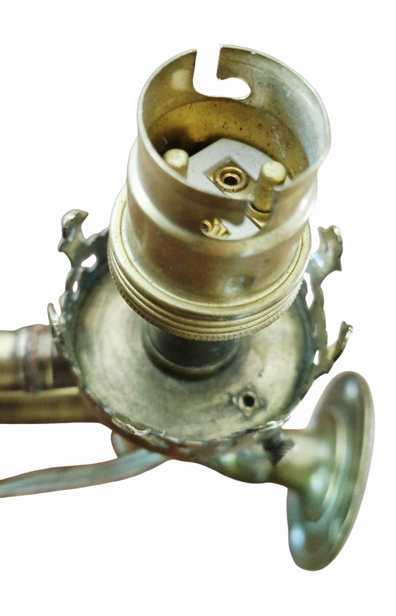 Image 1 of Applique articolata - Ottone dorato e vetro stampato - Stile Art Nouveau