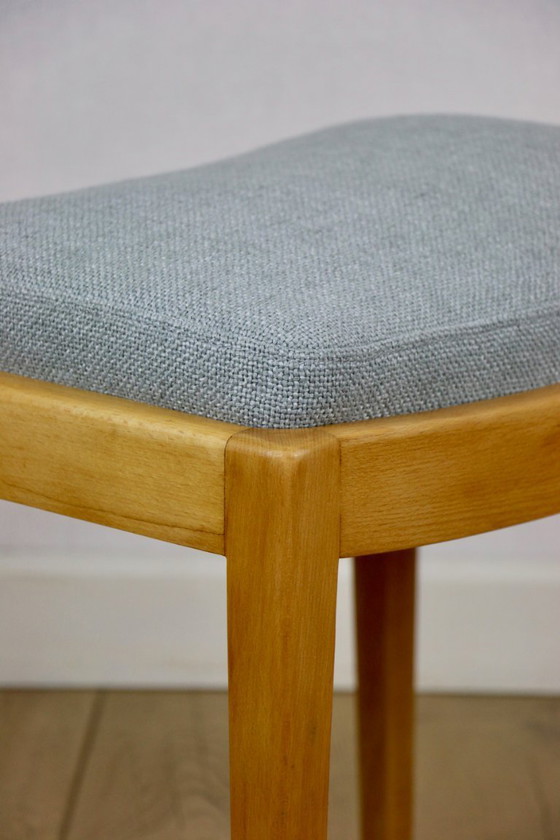 Image 1 of Taburete asiento tela natural azul claro Art Deco - 2 piezas disponibles