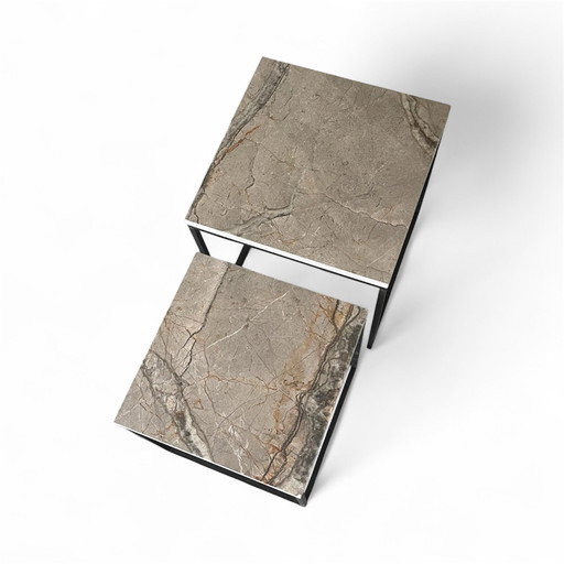 Tables d'appoint vintage en marbre pierre naturelle